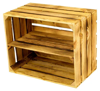 Produktbild von Geflammte massive Obstkiste 49 x 42 x 31 cm