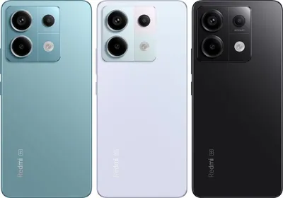Three smartphones in different colors displayed side-by-side.