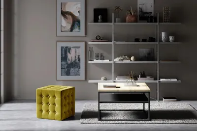 Image de Tabouret cube RONAN - moutarde