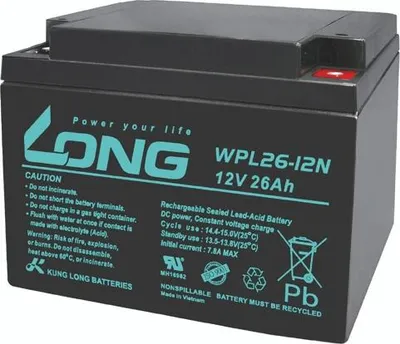 Immagine prodotto di KUNG LONG Blei-Akkumulator Longlife, WPL26-12N-M, 12 V-, 26 Ah