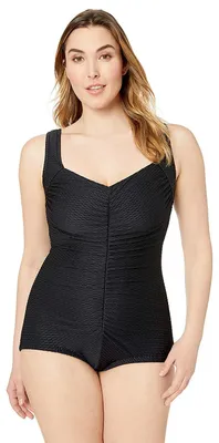 Produktbild von Maxine Of Hollywood Damen Plus-Size Shirred Front Girl Leg One Piece Swimsuit Ei