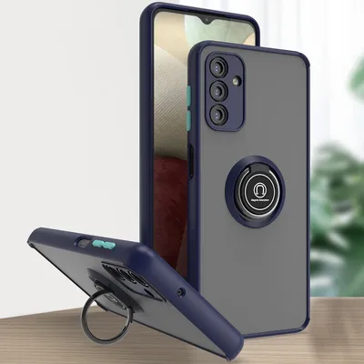 Produktbild von Samsung A13 5G Hülle, Ring Halter Ständer Matte Transluzent TPU Rahmen Stoßfest Schutzhülle für Samsung Galaxy A13 5G Blau
