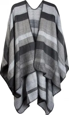 Produktbild von styleBREAKER Poncho mit Streifen Muster, Überwurf Cape, Wendeponcho, Damen 08010009