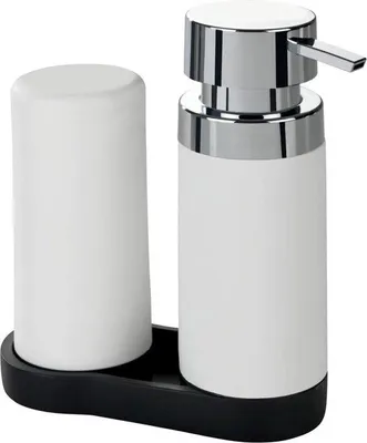 Immagine prodotto di Dispenser per sapone lavabile, bianco, per bagno, cucina e bagno degli ospiti, 250 ml, 15 x 18 x 7 cm
