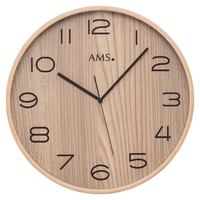 Produktbild von AMS F5514 Funkwanduhr mit natürlichem Holzgehäuse