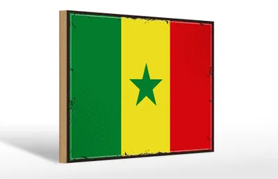 Produktbild von Holzschild Flagge Senegal 30x20cm Retro Flag of Senegal