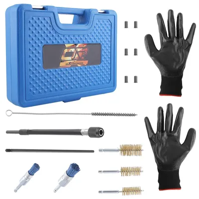 Produktbild von Injektorsitz Reinigungsset - Reinigungsbürsten Kit - 14-teiliges Werkzeugset für Einspritzdüsen - Für Kraftstoffeinspritzung im Auto