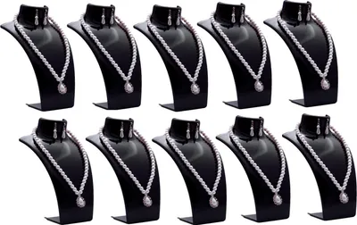 Image de set de 10 présentoirs à bijoux, supports pour colliers, présentoirs à bijoux en plastique, supports pour boucles d'oreilles, supports pour bijoux, supports pour chaînes pour bijouteries - magasins, présentoirs d'exposition - noir