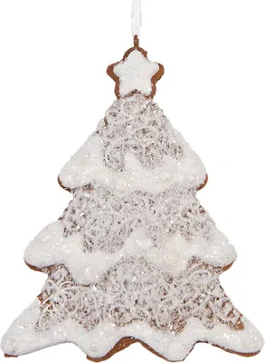 Immagine prodotto di Clayre & Eef ornamento per albero di Natale 9x1x10 cm plastica bianca marrone