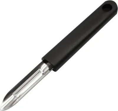 Obrázek produktu pro Škrabka na zeleninu a ovoce - Černá - 17 cm - Nerezová ocel s ergonomickou rukojetí