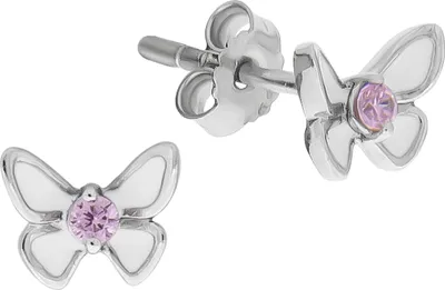 Produktbild von Zeeme for Kids Ohrringe 925/- Sterling Silber 0,6cm weiß Zirkonia pink 371220410R
