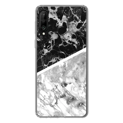 Produktbild von MuchoWow® Handyhülle Schutzhülle Hülle für Huawei P30 Lite Marmor - Schwarz - Weiß - Luxus Silikon Softcase Handy Hülle - Handyhülle