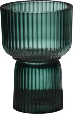 Produktbild von INNA-Glas Maxi Teelichtglas Kensie, Rillen, grün-klar, 15,5cm, Ø10,5cm - Kerzenglas