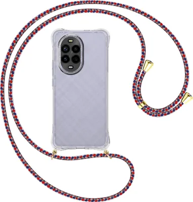 Produktbild von Handykette Backcover-Schutzhülle mit Band (Metall goldfarben) für Huawei Nova 13 Pro 5G - silber/blau/rot