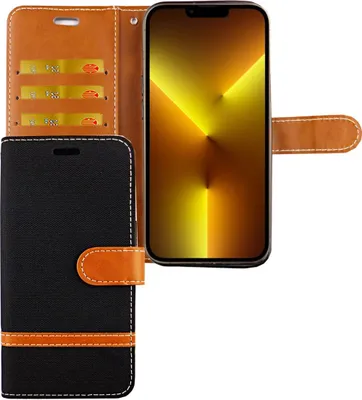 Zdjęcie produktu dla Etui na telefon komórkowy Apple iPhone 13 Pro Etui ochronne z klapką i miejscem na kartę, kolor: Jeasn Black