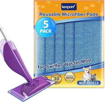 Productafbeelding van Vervangende Microfiber Mop Pads voor Nat en Droog Dweilen - 5 Stuks