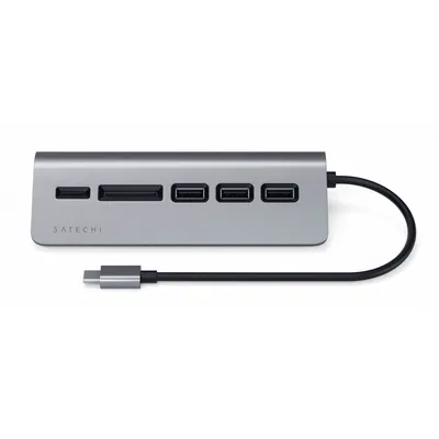 Immagine prodotto di Hub USB Type-C in alluminio e lettore di schede Satechi grigio spazio