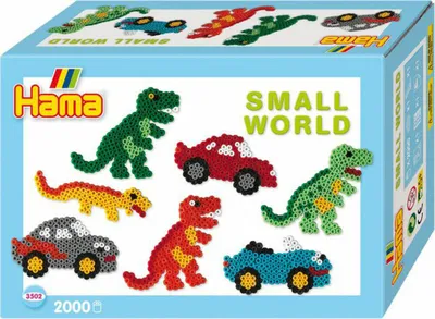 Produktbild von HAMA Bügelperlen Midi - Geschenkpackung kleine Welt Dinosaurier & Auto blau 2000