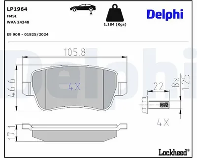 Produktbild von DELPHI Bremsbeläge Satz Hinten Bremsklötze für FIAT CROMA (194) LP1964