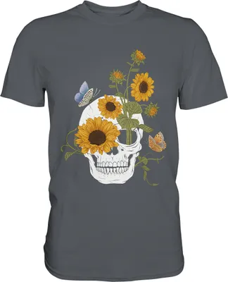 Produktbild von Schmetterling Totenkopf Sonnenblumen T-Shirt Gärtner Geschenk – Dark Grey / M