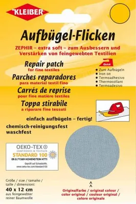 Produktbild von KLEIBER Zephir-Aufbügel-Flicken 400 x 120 mm hellgrau
