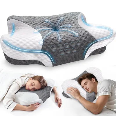 Produktbild von Ergonomisches Nackenkissen aus Memory Foam – Orthopädisches Kopfkissen für Nackenstütze,Kissen Nackenschmerzen lindern
