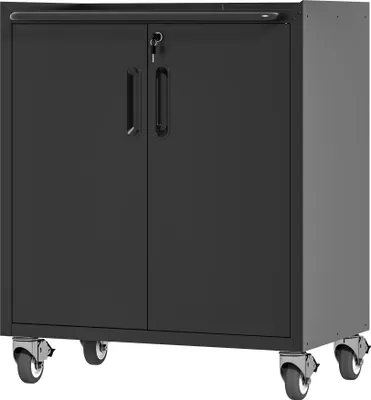 Produktbild von Heavy-Duty Metal Garage Storage Cabinet with Wheels – Standregal aus Stahl, 75 × 42 × 88 cm, mit Rollen & Schloss – universal für Garage, Büro, Keller, Werkstatt (Montage erforderlich)