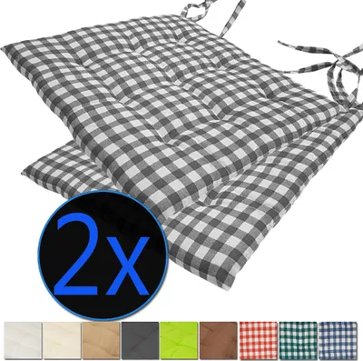 Produktbild von Stuhlkissen Nizza 38x38 cm 2er Pack Sitzkissen mit Steppung, Farbe:Karo-Grau