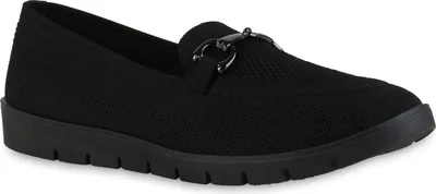 Produktbild von VAN HILL Damen Slip Ons Slippers Bequeme Strick Profil-Sohle Schuhe 841598, Farbe: Schwarz, Größe: 39