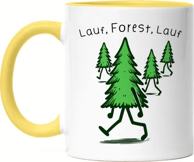 Produktbild von Lauf Forest Lauf Tannenbaum Tasse Gelb - Marathonläufer Humor