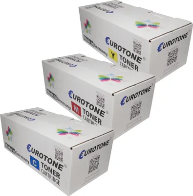 Produktbild von 3x Eurotone Toner Alternative für HP CF531A-33A / CF531A 205A Blau Cyan / CF532A Rot Magenta / CF533A Gelb Yellow