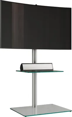 Image de Support Meuble Télévision pivotant | Support en aluminium pour Meuble Télévision 26-70 pouces jusqu'à 40 kg | Verre de sécurité ESG | Dimensions env. H. 100 x W. 60 x D. 45 cm | to VESA 400x400 | Meubles Meuble Télévision Alani