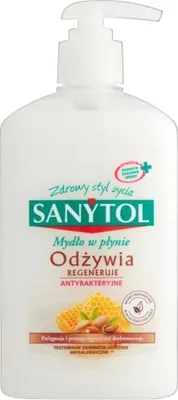 Immagine prodotto di Sanytol sapone liquido, disinfettante, nutriente, con pompa, 250 ml, Latte di mandorla e pappa reale