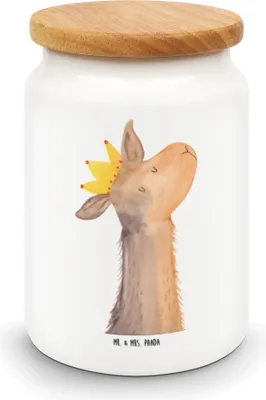 Produktbild von Mr. & Mrs. Panda behälter Lamakopf König - Weiß - Geschenk, Papa, zuckerdose, Königin, Lama, Mama, Dose, Keksdose, Lebensmittelbehälter, Lamas, Vorratsbehälter, Abitur