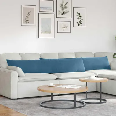 Image de vidaXL Coussins de canapé 2 pièces bleu 200 x 40 cm tissu velours côtelé