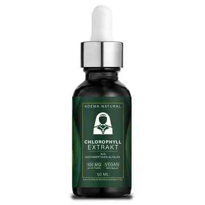 Produktbild von Adema Natural® Chlorophyll Tropfen – Stärken des Immunsystems – Erhöhung der Energie und Vitalität – Unterstützung der Verdauung – vegan – natürlich