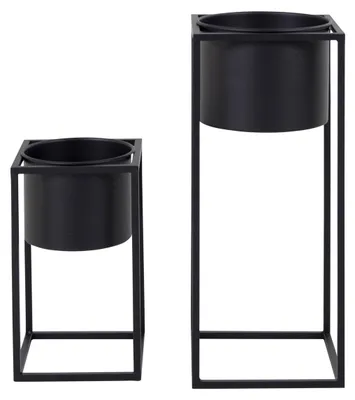 Immagine prodotto di Set 2 vasi da fiori Marla in acciaio nero