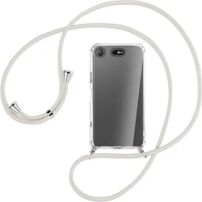 Produktbild von Handykette Backcover-Schutzhülle mit Band (Metall silberfarben) für Sony Xperia XZ1 Compact - broken white