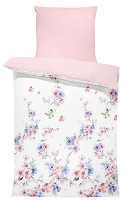 Produktbild von Bettwäsche Blumen geblümt floral Schmetterlinge Weiche Baumwolle Renforce