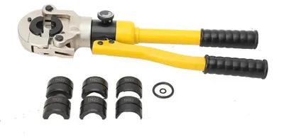 Produktbild von Hydraulische Rohr-Presszange - Für PEX/Alu-PEX und Kupferfittings - Mit austauschbaren Pressbacken - Sanitär-Presswerkzeug - Manuell hydraulisch