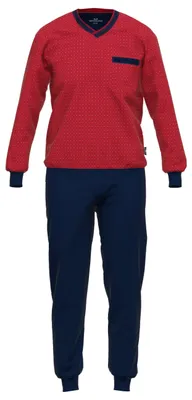 Immagine prodotto di Pigiama lungo da uomo GÖTZBURG - Pigiama con scollo a V, in puro cotone Peperoncino 3XL (58)