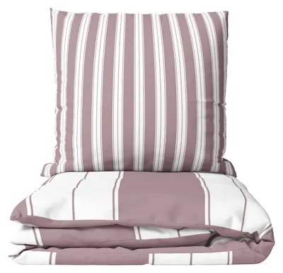 Produktbild von Bettwäsche Set 155x220 cm Violett Gestreift Baumwolle Reißverschluss Wendeseite Streifen Pflegeleicht
