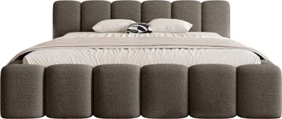 Produktbild von FEDVE Polsterbett Alloggio aus Chenille-Stoff 180x200 cm, Dunkelbraun