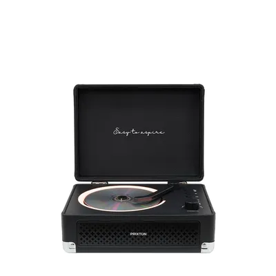Produktbild von PRIXTON Tragbarer CD-Player Boogie mit Bluetooth, FM-Radio und AUX, Lautsprecher 6W, Kompatibel CD/MP3/WMA, Kopfhörerausgang, Koffer-Design, Schwarz