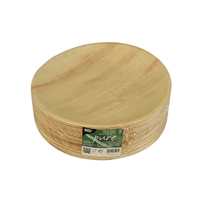 Zdjęcie produktu dla Papstar PAP85503, Płyta, Okrągły, Liść Palmowy, Drewno, Monochromatyczny, 23 cm