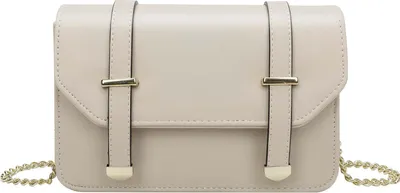Image de Gallantry, sac à bandoulière pour femme avec chaîne dorée et boucle décorative, beige