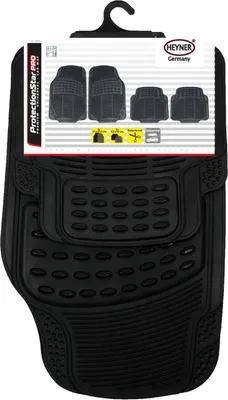 Produktbild von HEYNER® Auto Gummifußmatte 4er-Set schwarz Universal zuschneidbar Gummimatten Gummi-Fußmatten Gummi mit Haltenoppen Fahrer Beifahrer vorne hinten