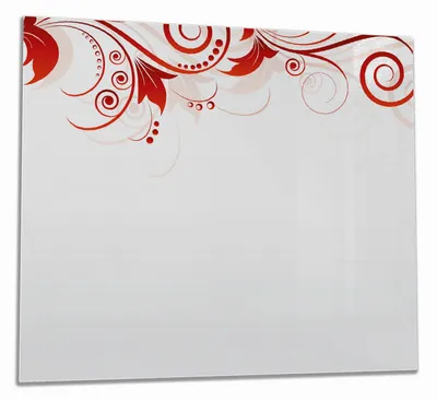 Produktbild von Wallario Herdabdeckplatte aus Glas, Größe 60 x 52 cm 1-teilig, Motiv Abstrakte rote Blumenschnörkel