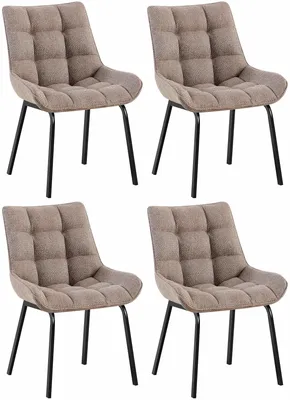 Produktbild von CLP 4er Set Esszimmerstuhl Saranda Stoff mit Rückenlehne und Metallgestell terrabraun Gestell Farbe schwarz