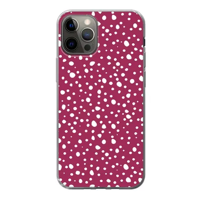 Produktbild von MuchoWow® Handyhülle Schutzhülle Hülle für iPhone 12 Pro Tupfen - Rot - Weiß Silikon Softcase Handy Hülle - Abdeckung